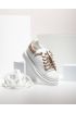 Sneakers flatforms με κορδόνια strass - Λευκό